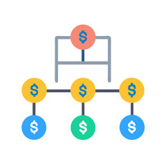 Colorful hierarchical financial structure diagram showing investments and returns