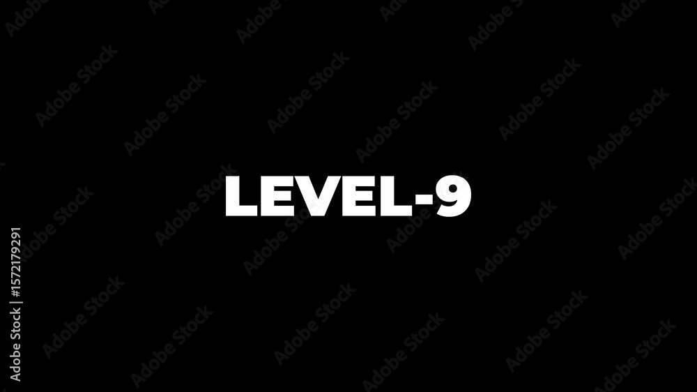 Aufkleber abstract level-9 isolated on black background. game concept next level. level up text sign. letters 