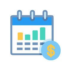 Financial growth calendar with dollar sign in flat style