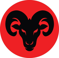 Powerful Ram Head Silhouettes Against a Striking Red Background