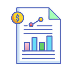 Financial report with dollar symbol and line graph illustration
