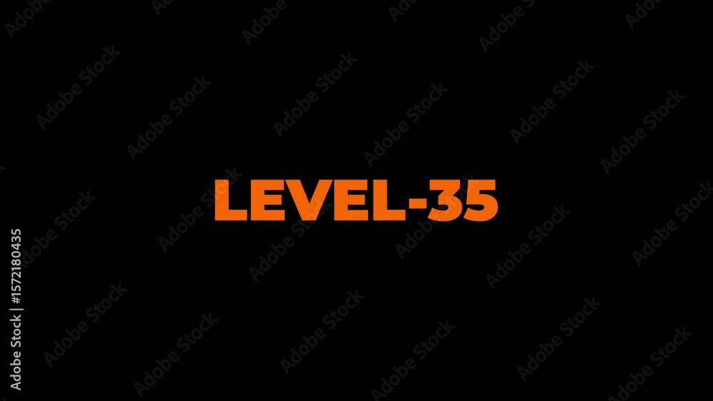 Poster abstract level-35 isolated on black background. game concept next level. level up text sign. letters