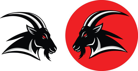 Dramatic Ram Head Composition Eye Catching Against a Red Field 