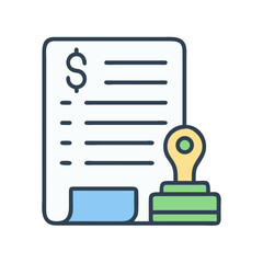 Illustration of a bill with a dollar sign and stamp