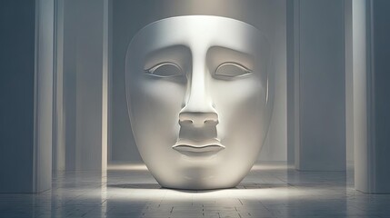 Emotional numbness concept. A surreal mask reflecting emotions and inner thoughts.