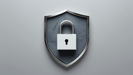 Cybersecurity Shield with Padlock Symbol Representing Data Protection and Digital Security


