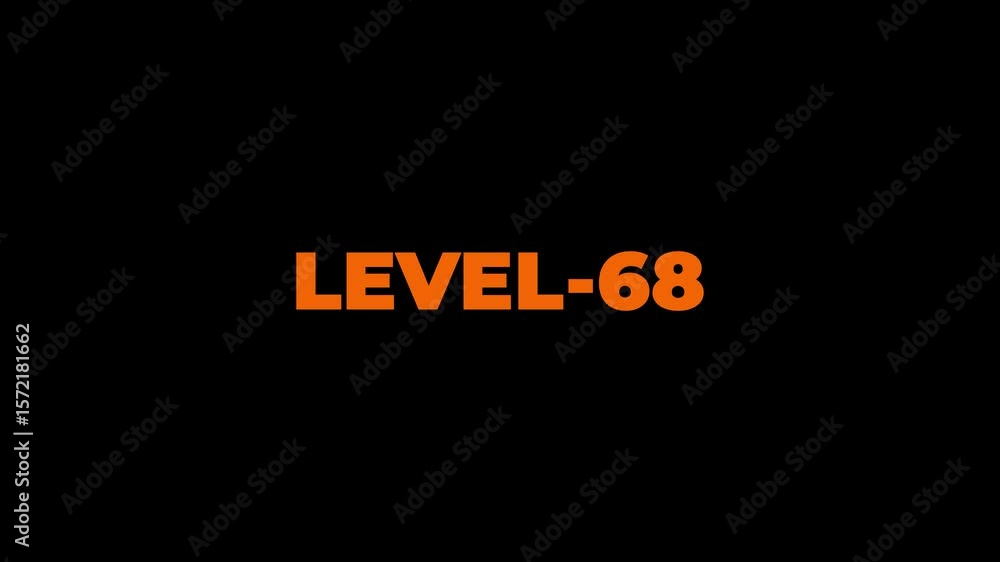Poster abstract level-68 isolated on black background. game concept next level. level up text sign. letters