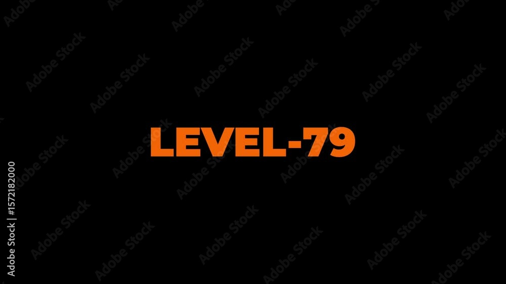 Poster abstract level-79 isolated on black background. game concept next level. level up text sign. letters