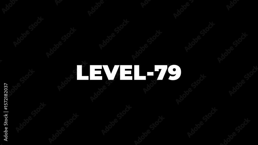 Poster abstract level-79 isolated on black background. game concept next level. level up text sign. letters