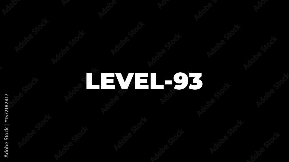 Poster abstract level-93 isolated on black background. game concept next level. level up text sign. letters