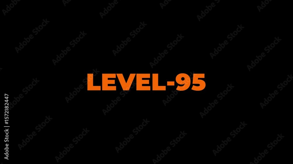 Poster abstract level-95 isolated on black background. game concept next level. level up text sign. letters
