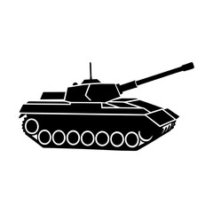 Obraz premium Silhouette illustration of a military tank with a long barrel cannon