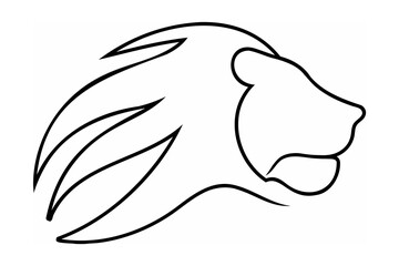 Majestic lion head profile outline black