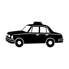 Illustration of a black taxi cab with a light on top in side profile