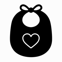 Obraz premium Baby bib icon with heart — symbol of love and feeding, filled style