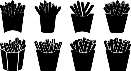3d fast food realistic fries potatoes  silhouette  (1).eps