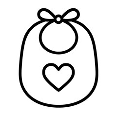 Obraz premium Baby bib icon with heart — symbol of love and feeding, outline style