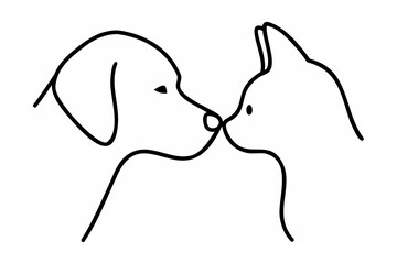 Dog and cat noses touching animal friendship