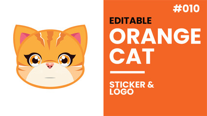 adorable orange cat 2 for logo or sticker (editable)