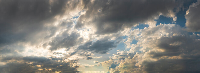 Banner Dramatic dark storm clouds black sky background. Dark thunderstorm clouds rainny season....