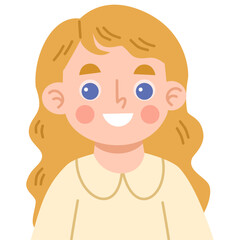 Illustration of a cheerful little girl character with blonde hair