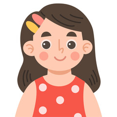 Cute girl character illustration with hair clip
