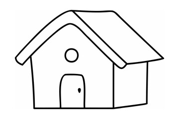 Simple house drawing with round window and door home