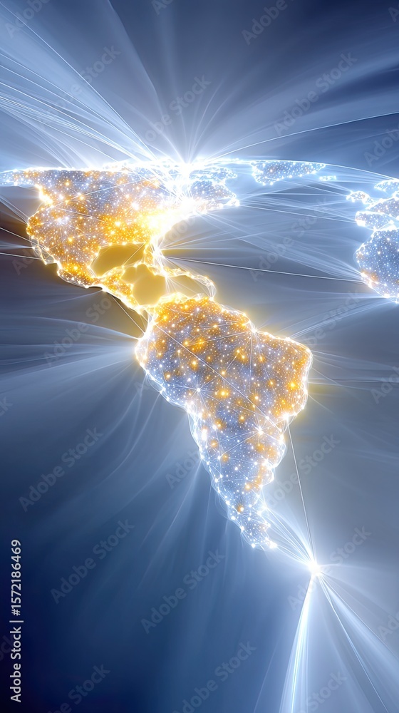 Aufkleber glowing global network map with data transmission