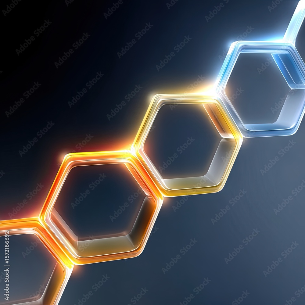 Poster glowing gradient hexagons abstract technology background