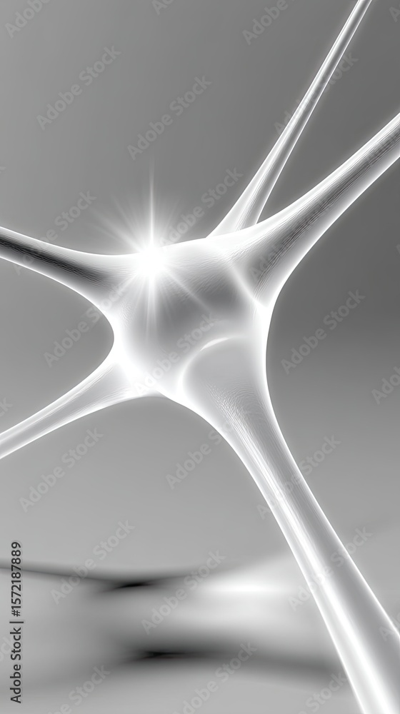 Poster glowing neural arc structure on smooth tech field