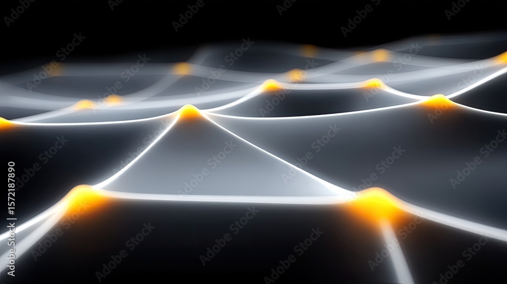 Poster glowing network nodes and lines abstract background