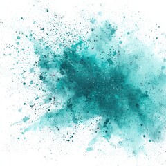 Teal powder explosion on white