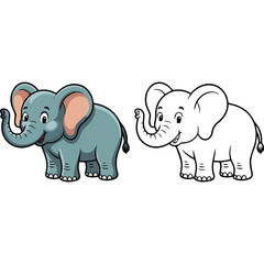 Naklejka premium Elephant coloring page for kids and adults printable elephant illustration easy elephant drawing and painting art