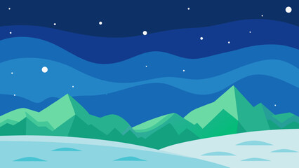 Obraz premium Icy winter mountain landscape vector illustration with snow, cold blue sky, and a few frosty trees