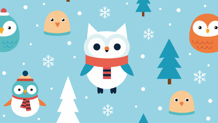 A joyful snowman cartoon illustration with snowflakes on a festive Christmas card, perfect for winter holiday greetings