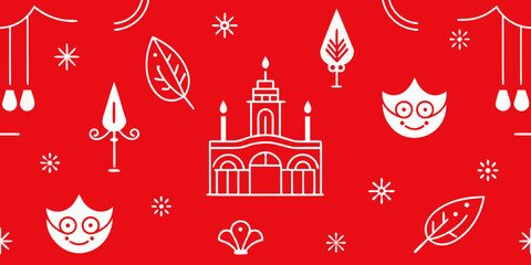 Fototapeta premium Colorful vector illustration of Russian architecture with a prominent church and symbol of Moscow's iconic landmark, combining travel and religious design