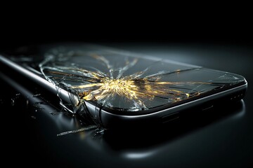 Messages of harm seeping through a smartphones cracked screen, intensifying the negativity.