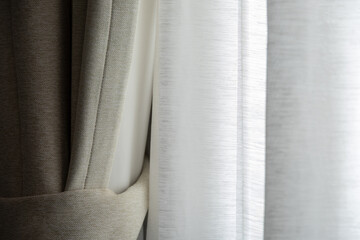 interior design stylish curtain fabric window light cozy soft ambiance warm elegant serene home decor soft shade