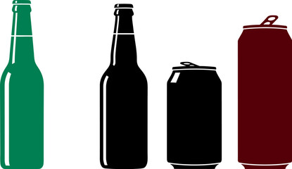 Beer bottles and cans vector illustration for brewery pub bar menu design and advertising template