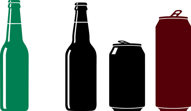 Beer bottles and cans vector illustration for brewery pub bar menu design and advertising template - Powered by Adobe