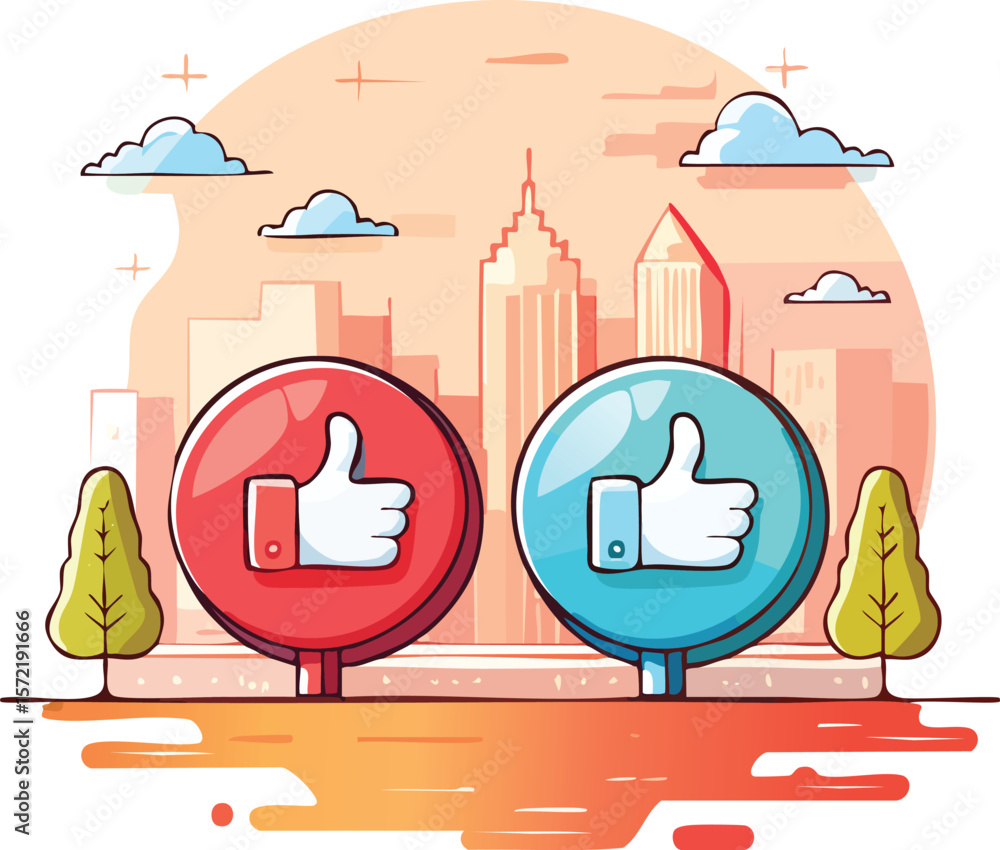 Aufkleber like and unlike button. thumbs up and down outline button for good or bad feedback. vector symbol on