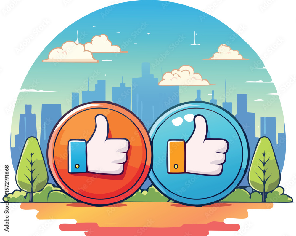 Aufkleber like and unlike button. thumbs up and down outline button for good or bad feedback. vector symbol on