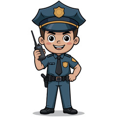 Cartoon police officer illustration vector image for law enforcement and community safety resources