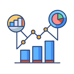 Colorful infographic showing business growth with charts and graphs