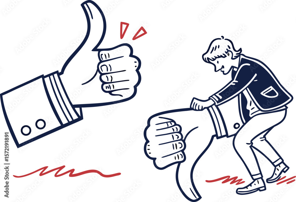 Aufkleber like and unlike button. thumbs up and down outline button for good or bad feedback. vector symbol on