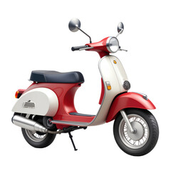 Motor scooter with sleek design representing urban transportation, personal mobility, and eco-friendly travel, isolated on white background