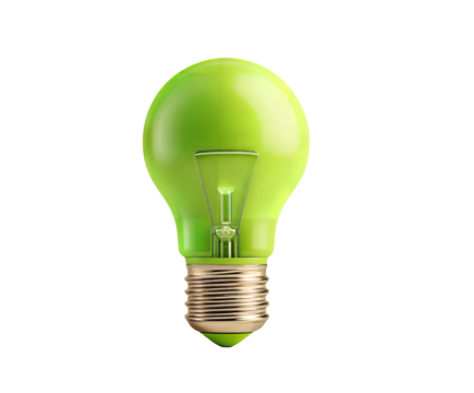 Eco Friendly Green Light Bulb Sparking Creative Energy Illuminating a on transparent background - Powered by Adobe
