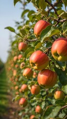 red apples in the orchard.