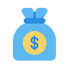 Blue money bag with dollar sign on White Background