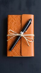 a pen resting on a notebook.